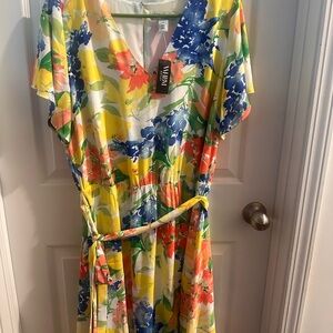 White House Black Market Floral Dress - Yellow, Blue, Orange